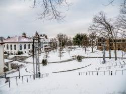 校园被雪覆盖的照片